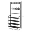 Ver imagem 2 de Cabideiro Sapateira Prateleira Organizadora Metálica 5 Níveis para Calçados Chapéu e Roupas - Preta