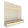 Painel e Rack com LED e Rodízio Requinte 220 Off White Impressão Ripado 3D Cinza - Gelius - 6