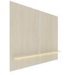 Painel e Rack com LED e Rodízio Requinte 220 Off White Impressão Ripado 3D Cinza - Gelius - 12