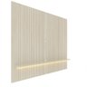 Painel e Rack com LED e Rodízio Requinte 220 Off White Impressão Ripado 3D Cinza - Gelius - 12