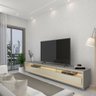 Painel e Rack com LED e Rodízio Requinte 220 Off White Impressão Ripado 3D Cinza - Gelius - 11