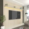 Painel e Rack com LED e Rodízio Requinte 220 Off White Impressão Ripado 3D Cinza - Gelius - 10