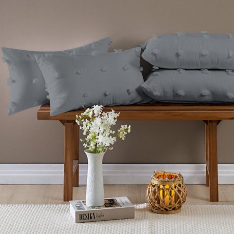Almofadas Cheias Poppy 60cm X 30cm 04 Peças - Cinza Bia Enxovais