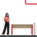 Ver imagem 5 de Escrivaninha Mesa Escritório X 150cm Industrial Noce Naturalle e Vermelho Marrom/Marromle