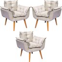 Ver imagem 1 de Kit 3 Poltronas Decorativa Alice Pé Trapézio 30cm Castanho - Suede