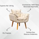 Ver imagem 5 de Kit 3 Poltronas Decorativa Alice Pé Trapézio 30cm Castanho - Suede