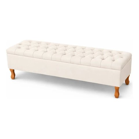 Recamier Liza para Cama Box Super King 198cm Design Elegante :Marfim/Suede