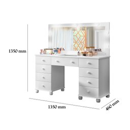 Penteadeira Blogueirinha Camarim 9 Gavetas com Luzes Branca - 2