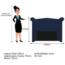 Ver imagem 2 de Kit Cabeceira Calçadeira Veneza 195cm Suede Azul Marinho