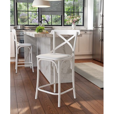 Banco Banqueta de Balcão Gisacompany:branco com Assento Branco