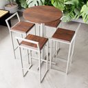 Ver imagem 1 de Conjunto Mesa Alta Bar Bistrô Redonda Imbuia 4 Banquetas Confort Industrial White Don Castro Decor I