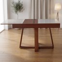 Ver imagem 1 de Mesa de Jantar Caroline Extensível Tampo de Vidro Off Pés em Madeira Maciça Imbuia