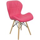 Ver imagem 2 de Kit 4 Cadeiras Charles Eames Eiffel Slim Wood Estofada - Rosa
