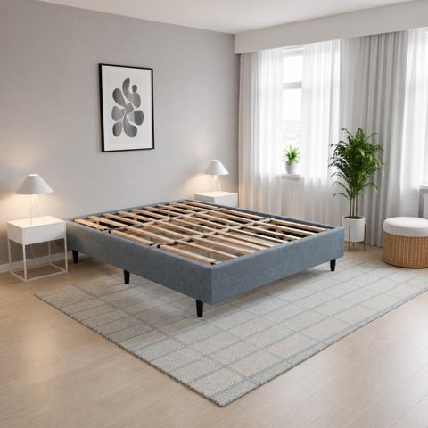 Cama Casal 137x187 Desmontável Tecido Premium 100% Madeira - Cinza Escuro - Nova Cama
