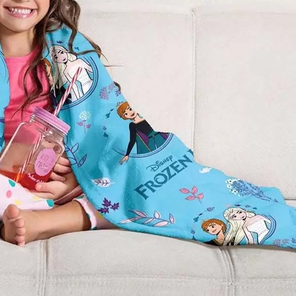Manta Infantil De Sofá Fleece Personagens Menino Menina Frozen