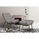 Ver imagem 2 de Poltrona com Puff Costela Sala Quarto Recepção Escritório Esqueleto Base Fixa Linho Cinza