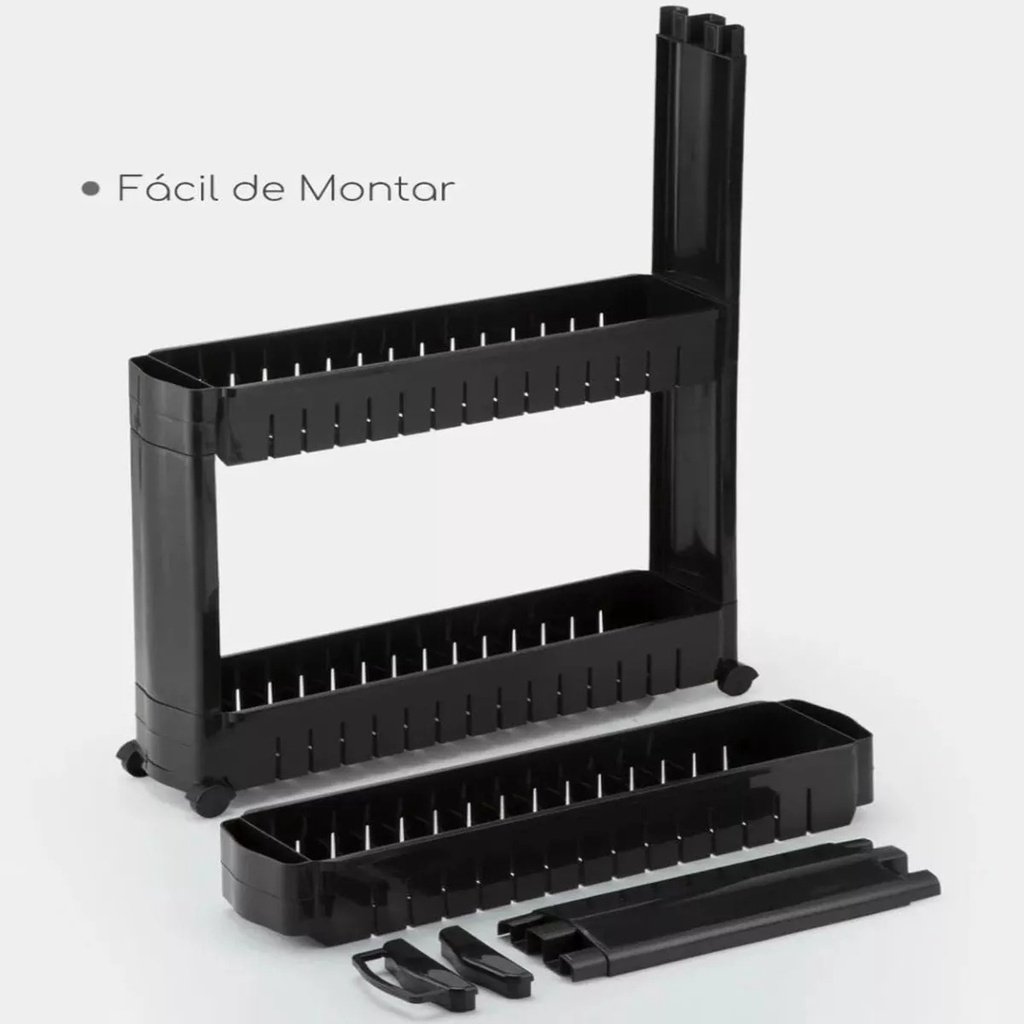 Prateleira Multiuso com Rodízios Preta - Arthi - 3