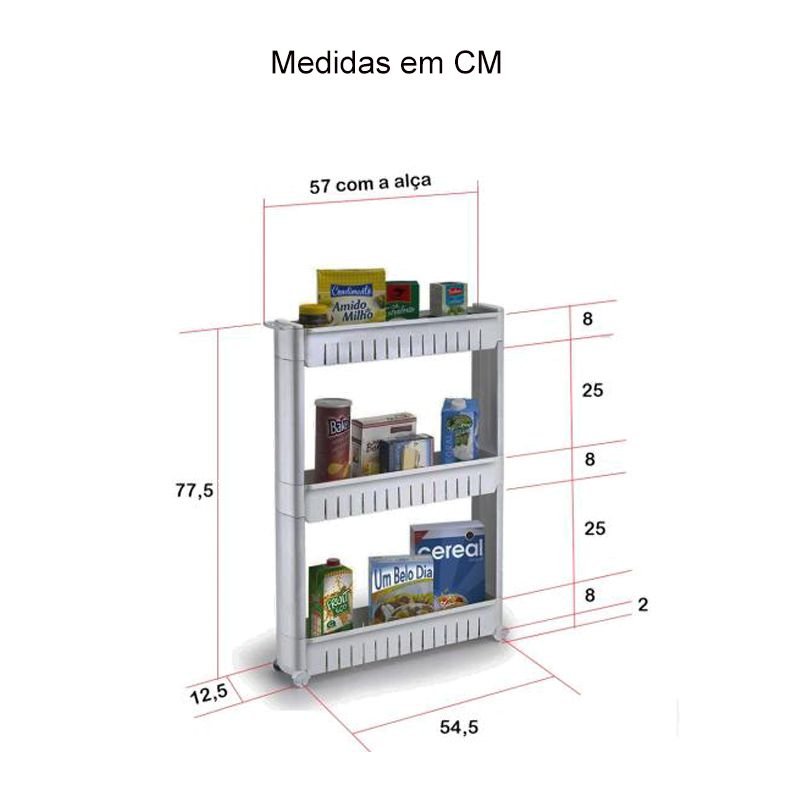 Prateleira Multiuso com Rodízios Preta - Arthi - 5