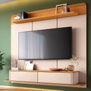 Ver imagem 2 de Painel Tv 70 Pol 180cm Bancada Suspensa Gava H01 Off/cinamomo - Mpozenato