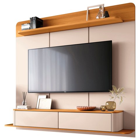 Painel Tv 70 Pol 180cm Bancada Suspensa Gava H01 Off/cinamomo - Mpozenato