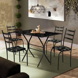 Mesa De Jantar Pequena Com 4 Cadeiras Preto Manaus Shop JM - 1