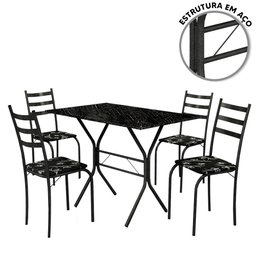 Mesa De Jantar Pequena Com 4 Cadeiras Preto Manaus Shop JM - 2