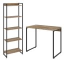 Ver imagem 1 de Kit Para Escritório Estante Areta 5 Prateleiras Mesa Industrial Aspen 90cm C01 Carvalho - Lyam