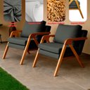 Ver imagem 5 de Kit 2 Poltrona Sala Decorativa Stella Estofada Veludo Cinza Base Madeira Castanho - Arkell