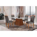 Ver imagem 1 de Sala de Jantar Completa Luna C/ Tampo Madeirado C/ Vidro Canto Curvo 120x80cm e 4 Cadeiras Londrina