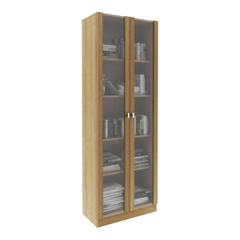 Armário Estante com 2 Portas de Vidro Multimóveis Cr25069 Amendoa