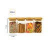 KIT 4 POTES DE VIDRO TAMPA BAMBU QUADRADO FLAT 250ML - 2