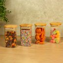 Ver imagem 4 de KIT 4 POTES DE VIDRO TAMPA BAMBU QUADRADO FLAT 250ML