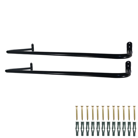 2 Araras de Parede Cabideiro para Roupas 1m Aço Reforçado Organização Loja Closet Preto