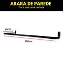 Ver imagem 3 de 2 Araras de Parede Cabideiro para Roupas 1m Aço Reforçado Organização Loja Closet Preto