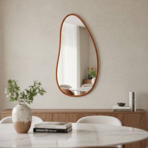 Espelho Mykonos - Linha Couro - - Caramelo - sem LED - 120x60
