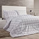 Ver imagem 2 de Kit Edredom Square King Quadriculado Percal 180 Fios 3 Peças - Branco