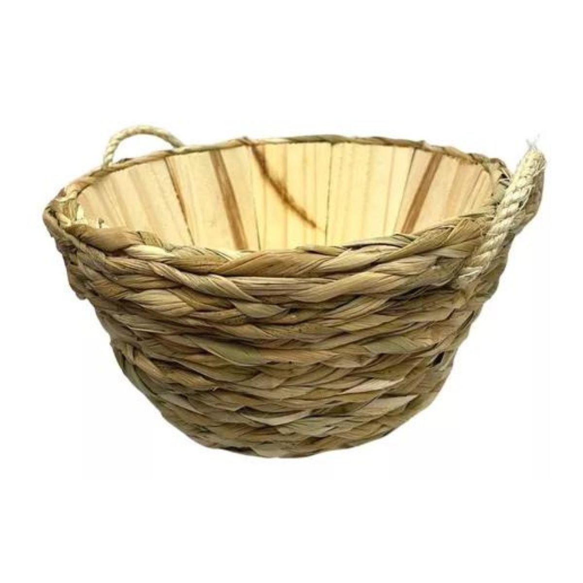 Cesto Vaso Cachepô Madeira Trança com Taboa Alça Palha 14x25 - 2