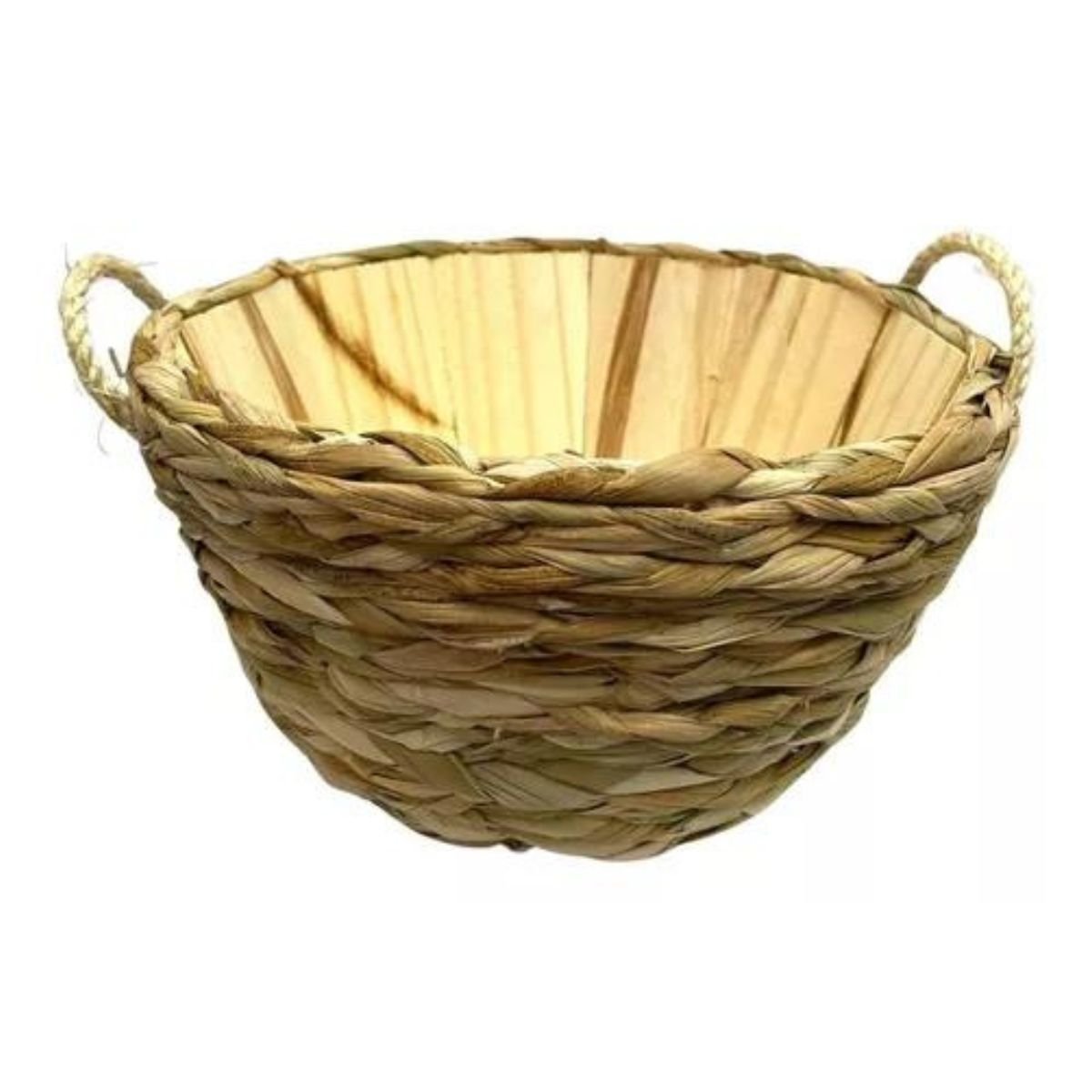 Cesto Vaso Cachepô Madeira Trança com Taboa Alça Palha 14x25 - 5