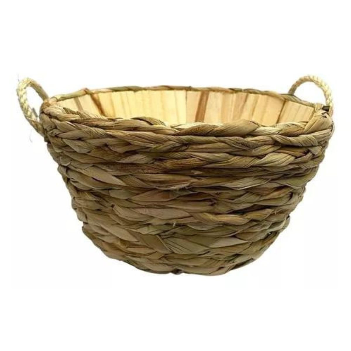 Cesto Vaso Cachepô Madeira Trança com Taboa Alça Palha 14x25 - 3