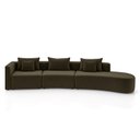 Ver imagem 5 de Sofá Curvo Decorativo Kimiko 447cm 5 Lugares Sala de Estar com Chaise Veludo Marrom G52 - Gran Belo