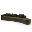 Ver imagem 1 de Sofá Curvo Decorativo Kimiko 447cm 5 Lugares Sala de Estar com Chaise Veludo Marrom G52 - Gran Belo
