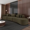 Ver imagem 2 de Sofá Curvo Decorativo Kimiko 447cm 5 Lugares Sala de Estar com Chaise Veludo Marrom G52 - Gran Belo