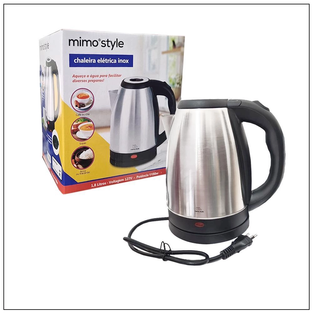 Chaleira Elétrica Inox Jarra Bule 127v 1.8l Mimostyle - 2