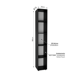 Estante Horizontal ou Vertical 5 Nichos 186cmx30cm Liverpool - 5