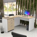 Ver imagem 1 de Conjunto Escritório Escrivaninha em L e Gaveteiro Netmobil - Dubai/branco