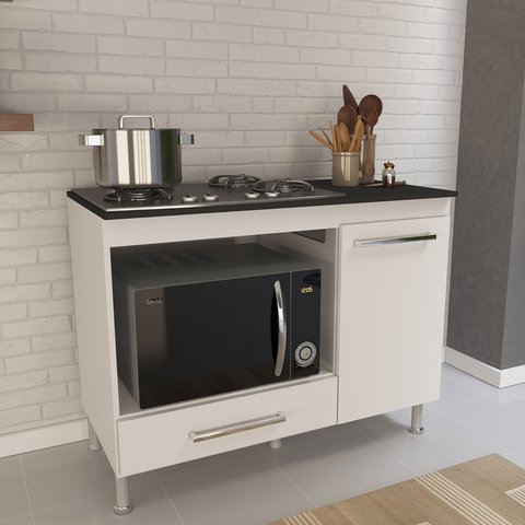 Balcão Modulado para Forno e Cooktop 105cm 1 Porta 1 Gaveta Madrid Fidelitá