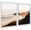 Ver imagem 2 de Kit 2 Quadros Praia Areia Degradê Marrom 45x34cm - com Vidro:moldura Branca