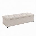 Ver imagem 1 de Puff Baú 160cm Hermione Linho Bege - Sallar Home