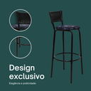 Ver imagem 4 de Kit 3 Banquetas para Bancada Banco Alto Junco Preto Balcão Cozinha Gourmet Bar Área de Lazer Piscina