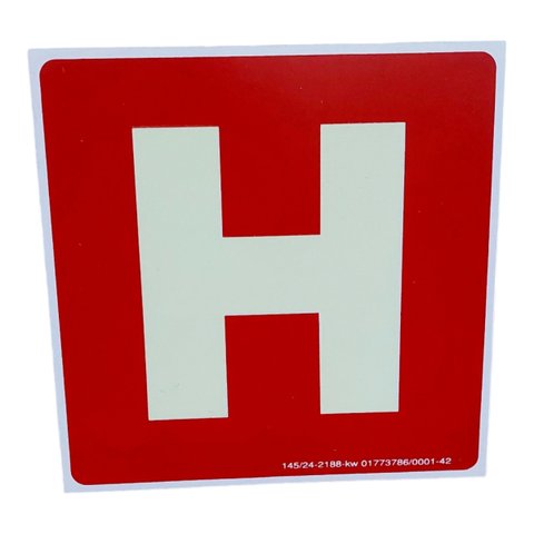 Placa de Sinalização Fotoluminescente Simbolo Letra H 15x15